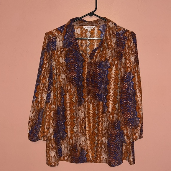 SAKS NANETTE LEPORE Snake-Print Blouse Sz XL - Picture 2 of 7